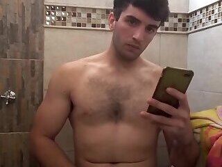 Str8 21yo Sexy Hairy Argentinian Jock Jerkin in Restroom 2nd Video